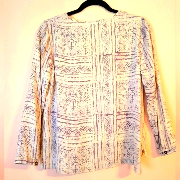 4/$20 Bombay Paisley Boho Button Down Breezy East-Indian-Inspired Top, Tassel, S - Picture 2 of 13
